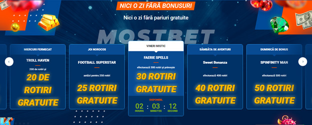 Promoție freespin la cazinoul online Mostbet